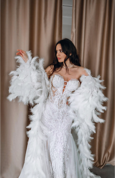 Bridal Cape Feathers, Custom Wedding Cloak